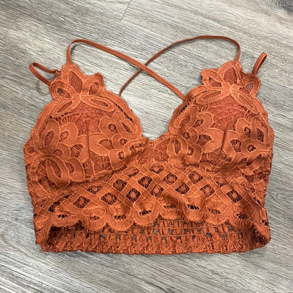 Burnt orange bralette. Never worn. Smoke free + Pet free